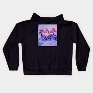 horses at the beach Kids Hoodie